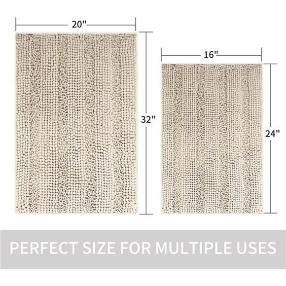 Bath Mats for Bathroom White,Thick Soft Chenille Floor Mats,16x24 Inches - Picture 2 of 7